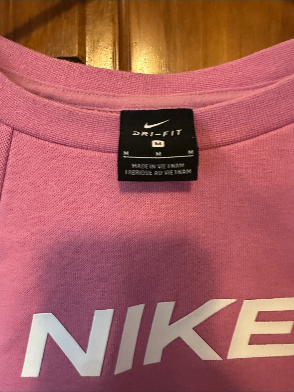 Nike Pink Cropped Crew Sweatshirt with White Logo - Picture 2 of 2